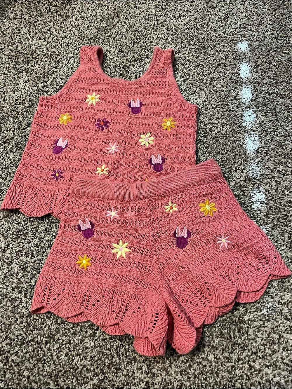 Disney Jumping Beans Floral Knit Matching Set Girls Size 5